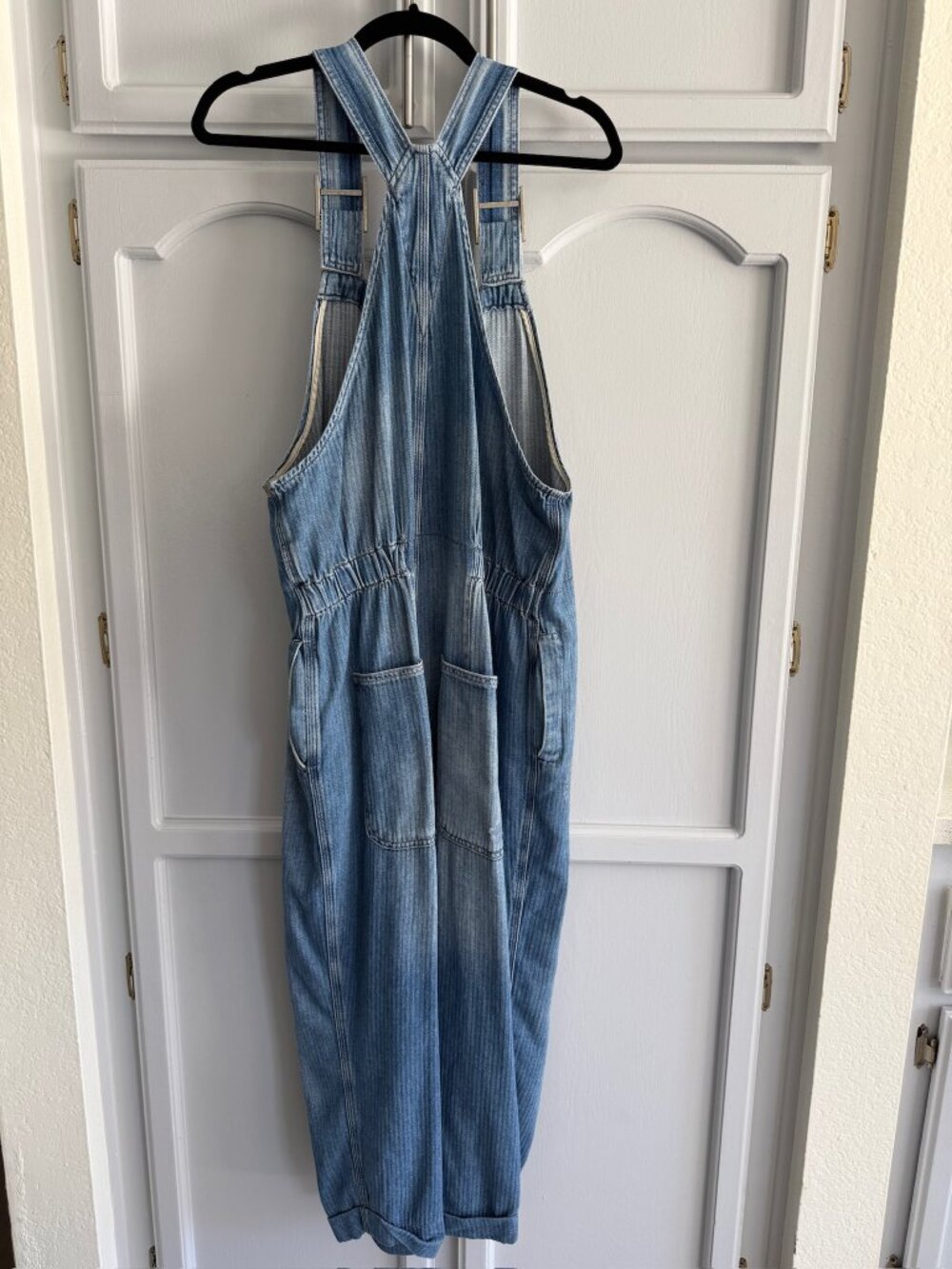 Free People Chambray Overalls Romper M - Picture 2 of 3